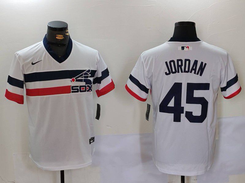 Men Chicago White Sox #45 Jordan White Throwback Game 2024 Nike MLB Jersey style 902->chicago white sox->MLB Jersey